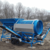Tamis industriel Mobile pour déplacement sur site avec Tambour diamètre 130 cm x longueur 200 cm et Grande trémie 2 m3