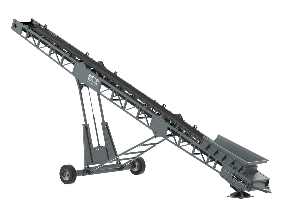 Convoyeur à bande industriel 1800 x 80 cm mobile DMB Machine, 18 mètres, bande 80 cm