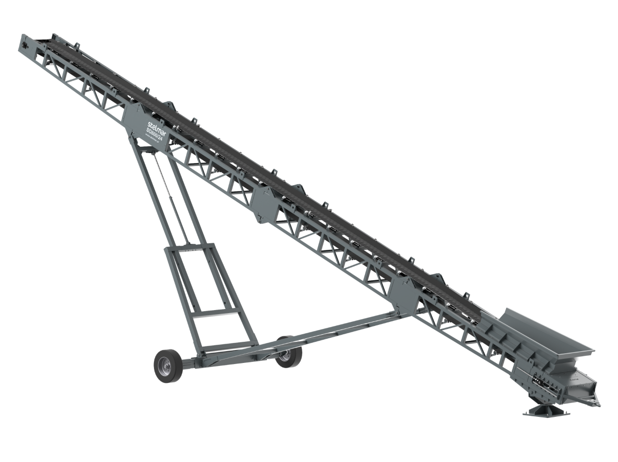 Convoyeur à bande industriel 2400 x 80 cm mobile DMB Machine, 24 mètres, bande 80 cm