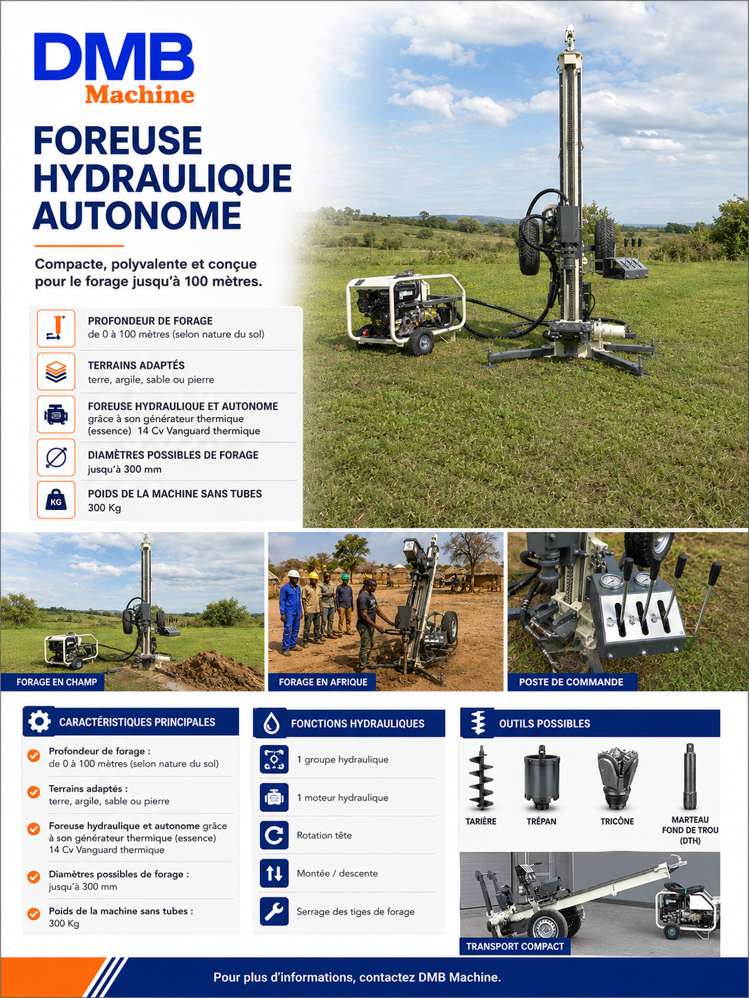 foreuse hydraulique jusquà 100 metres foreuse de puits jusqu'à 100 metres